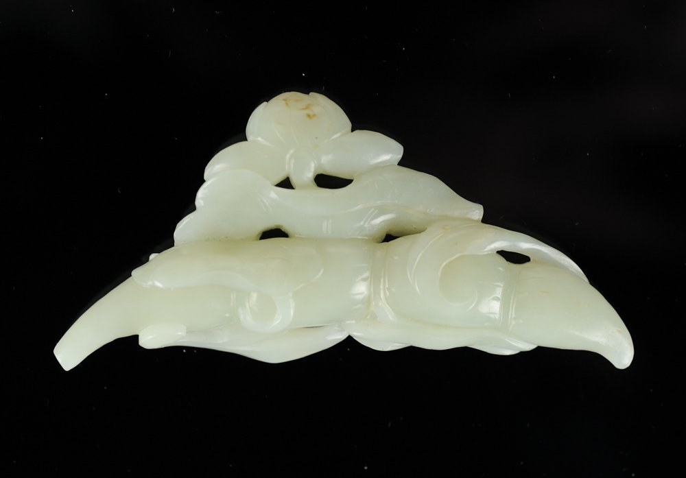 Carved White Jade Toggle of Lotus Root (1 of 2)