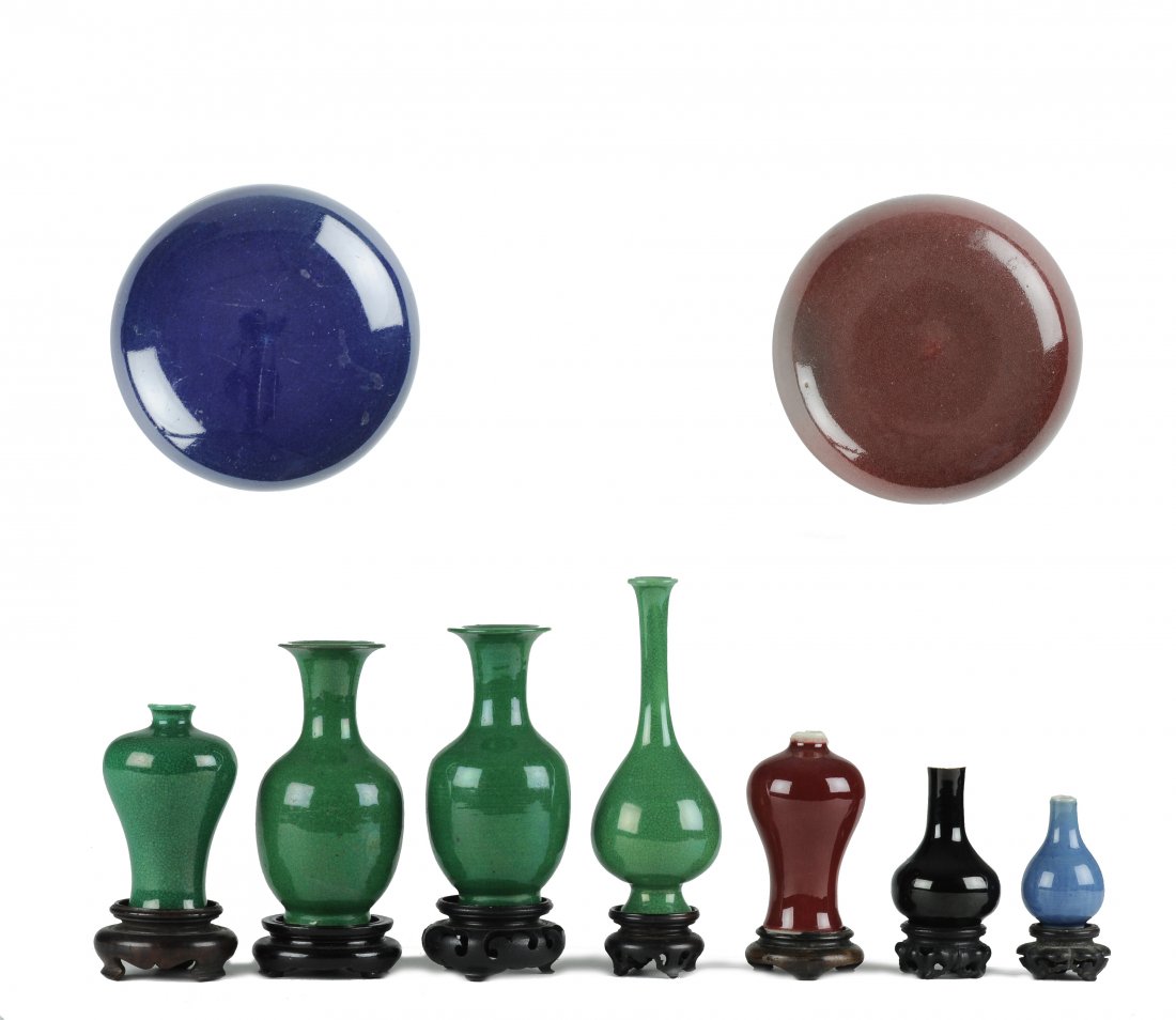 7 Small Vases and 2 Round Porcelain Lidded Boxes (1 of 10)