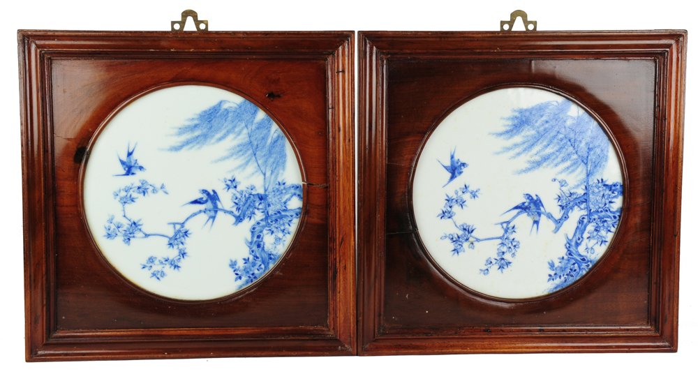Two Blue and White Round Porcelain Plaques (1 of 5)