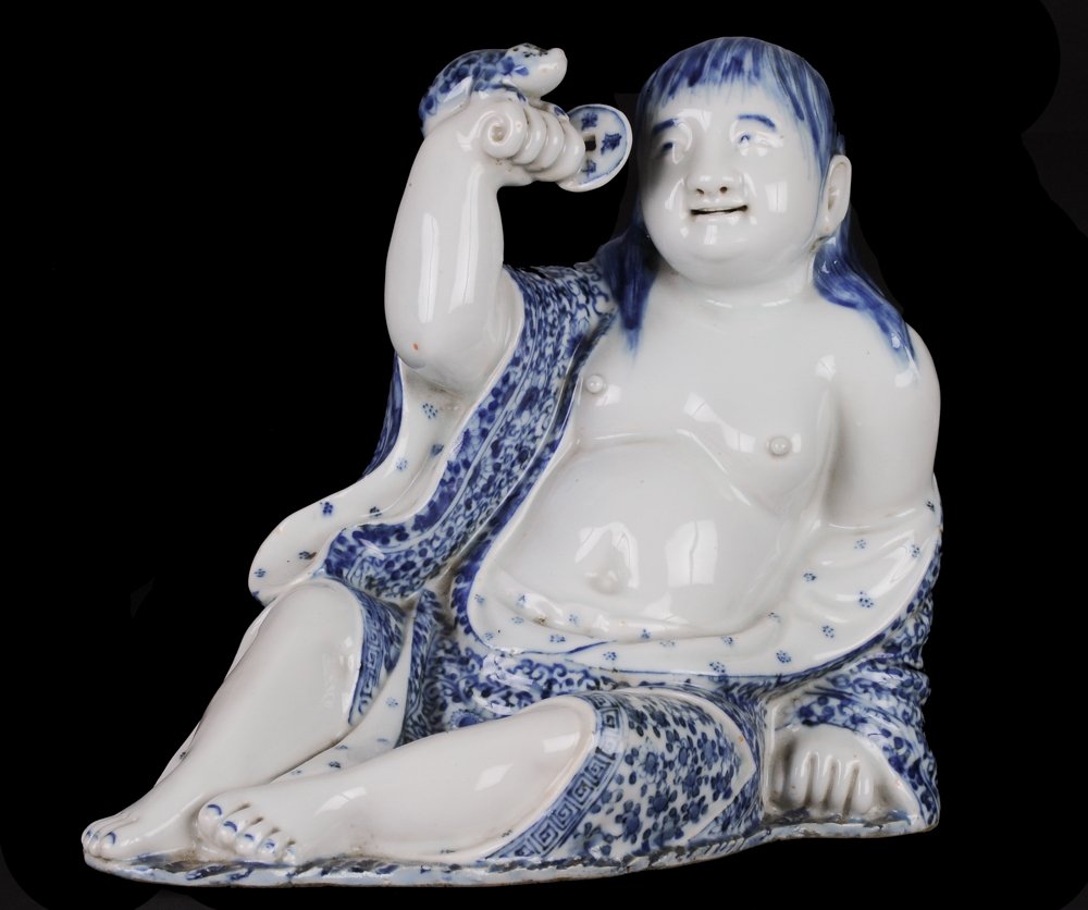 Blue & White Porcelain Statue of Liu Hai (1 of 7)