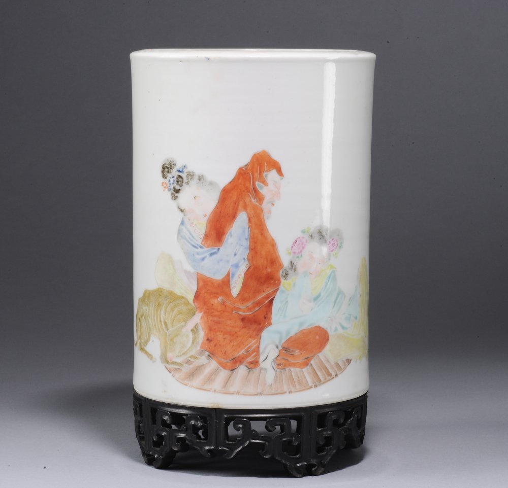 A Famille Rose Brush Pot, Republic Period (1 of 8)