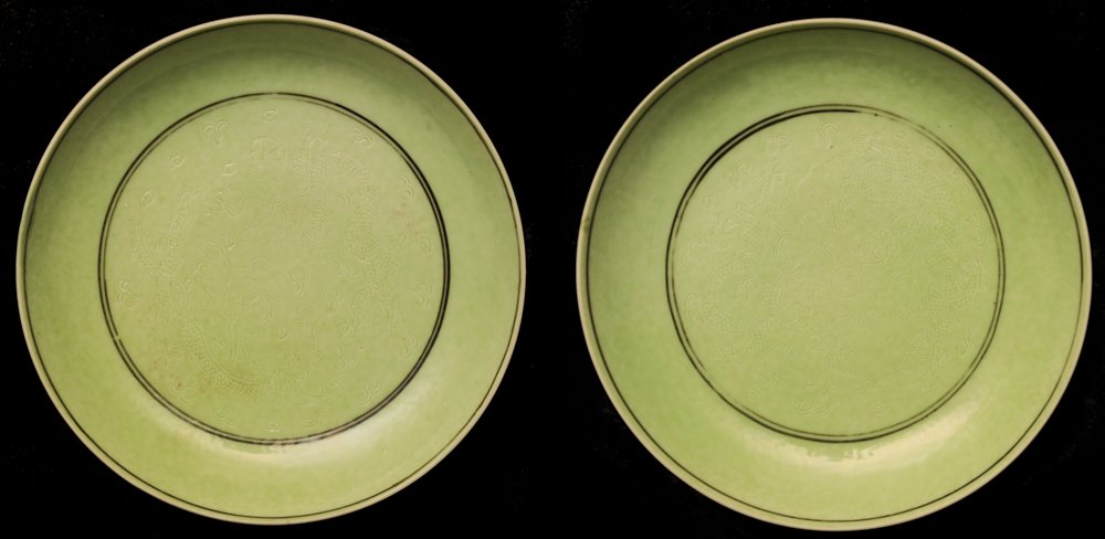 Pair of Green Imperial Dragon Dishes (1 of 10)