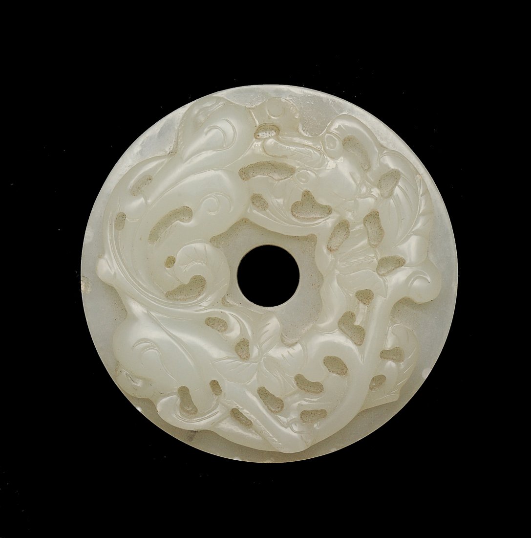White Jade Bi w/ Chilong, Qing Dynasty (1 of 2)