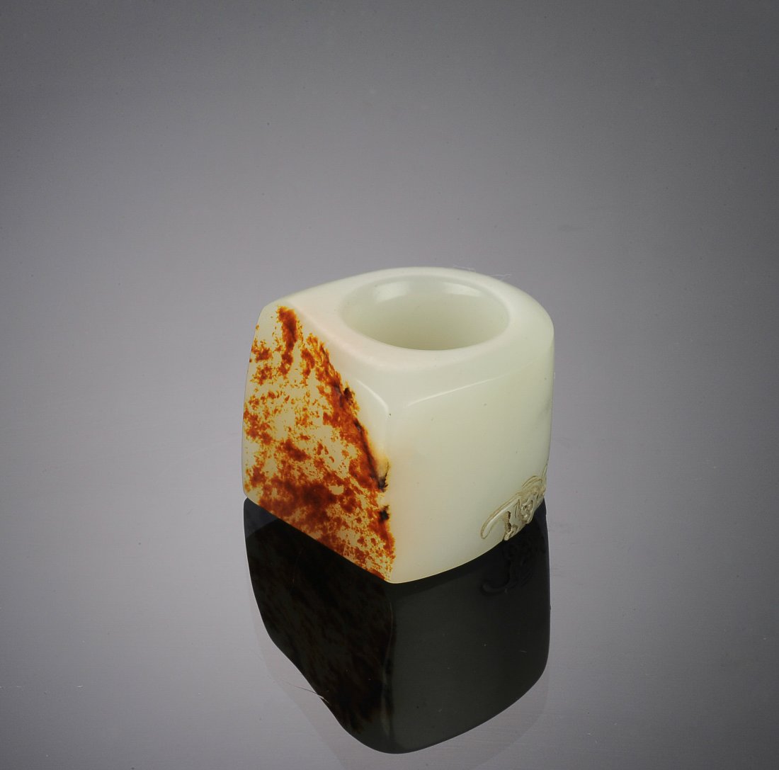 White Jade w/Brown Skin Archer's Ring, 18th-19th C (1 of 8)