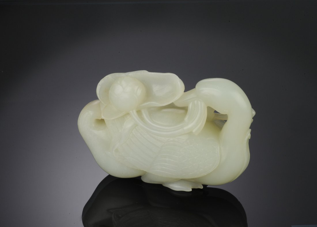 White Jade Goose w/ Lotus, 18th - 19th C. (1 of 7)