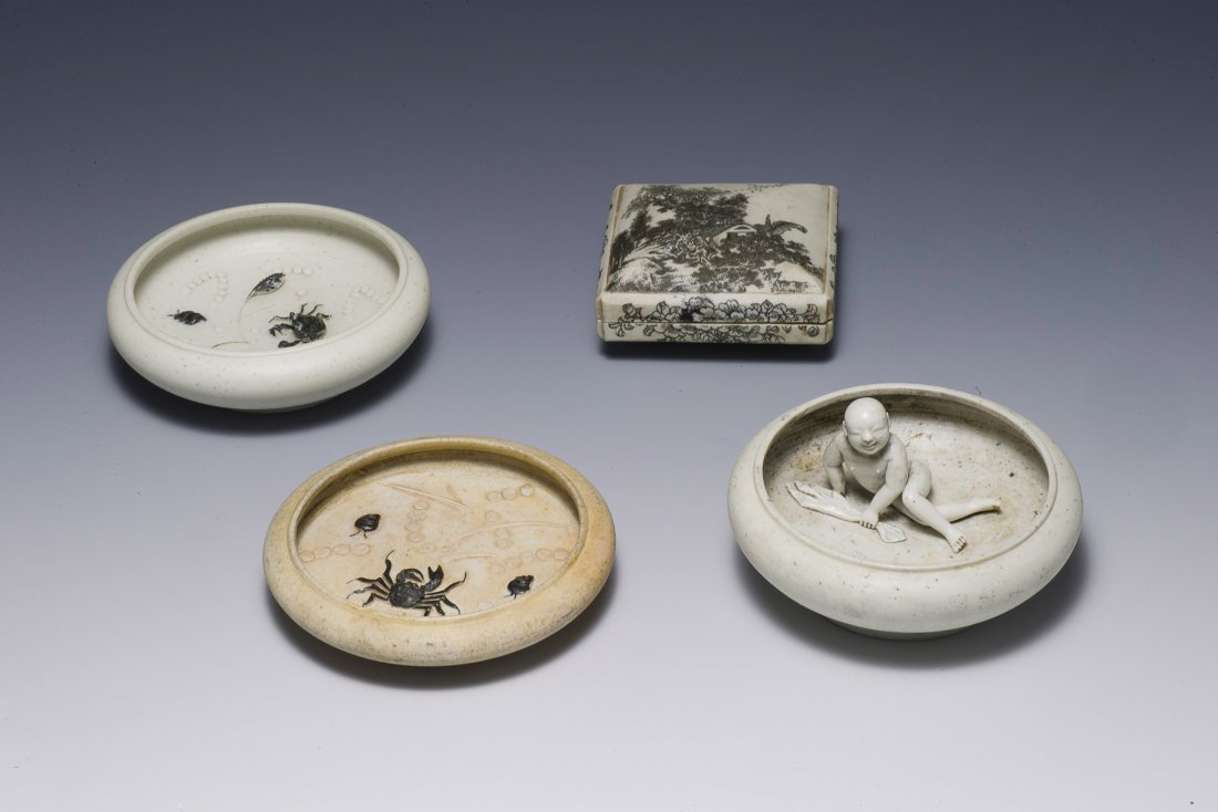 Four Unglazed Porcelain Scholar Items,19th-20th C. (1 of 6)