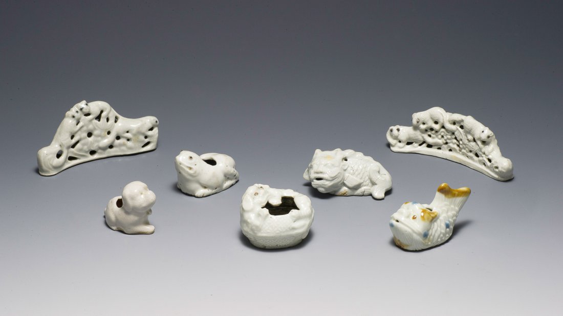 7 White Glaze Porcelain Scholar Items, 18th-19th C (1 of 10)