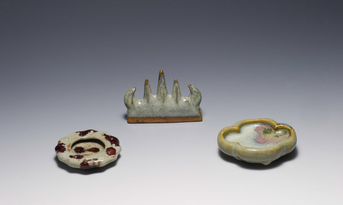 3 Shiwan Kiln, Brush Pots & Holders, 19th C. (1 of 5)