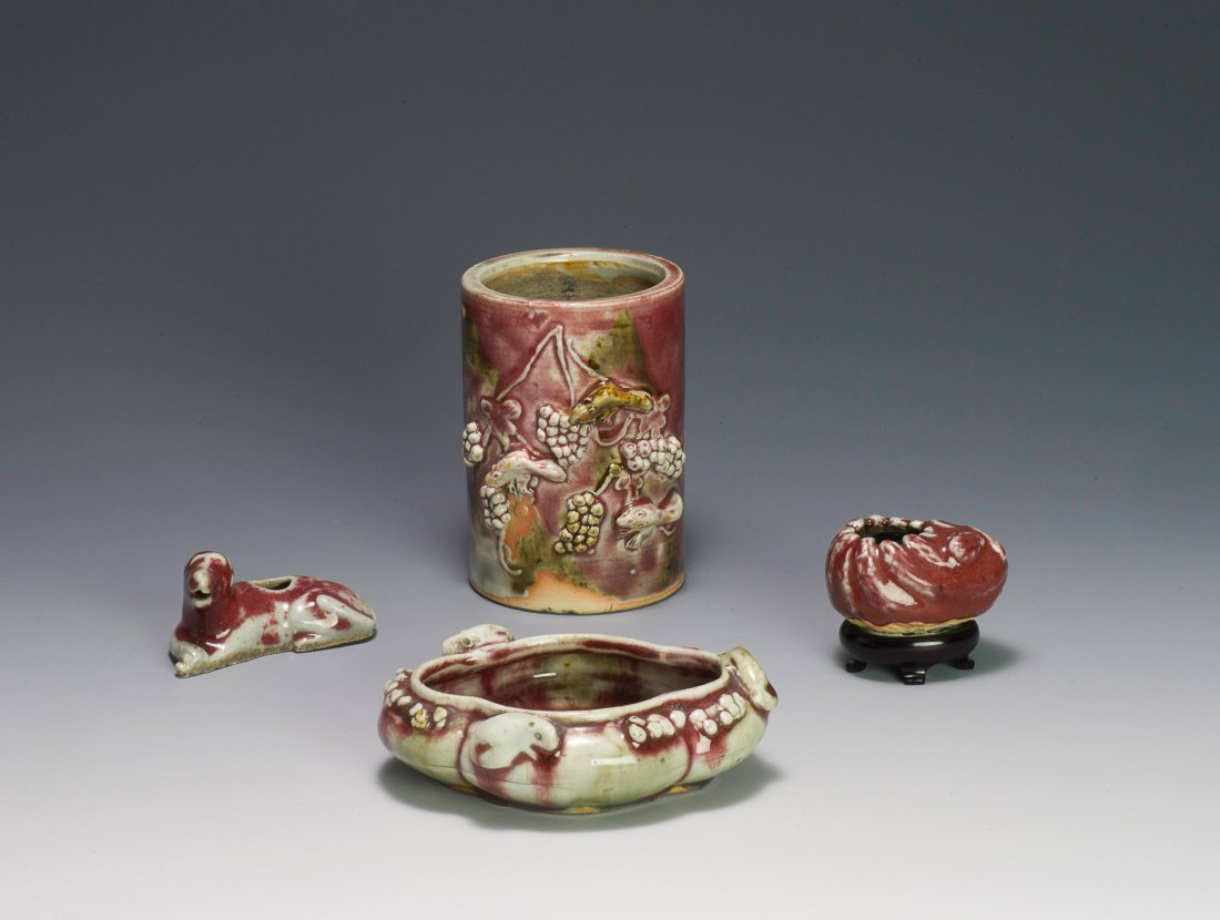 4 Red Glaze Brush Pots 18th - 19th Century (1 of 10)