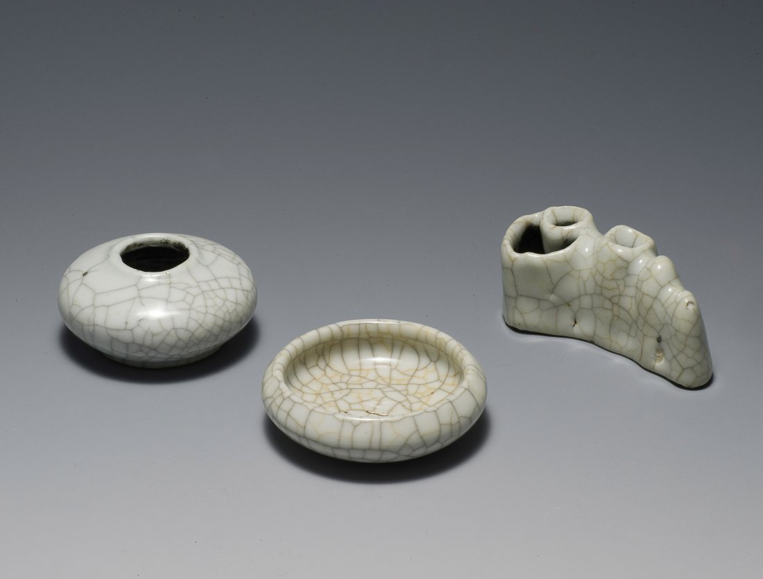 3 Ge Glazed Brush Pots, 18th - 19th Century (1 of 10)