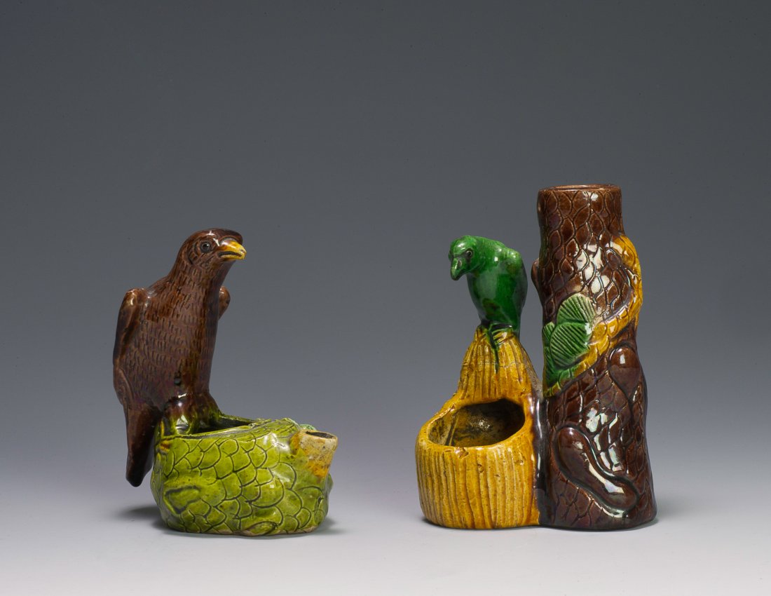 2 Tri-color Animal Form Scholars Items, 19th C. (1 of 6)