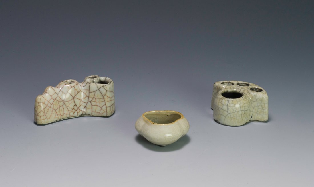 3 Ge Glazed Brush Pots, 18th - 19th Century (1 of 10)