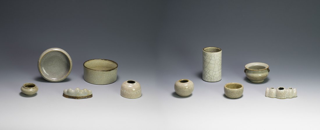 10 Ge Glazed Brush Pots & Rests, 18th - 19th C. (1 of 10)