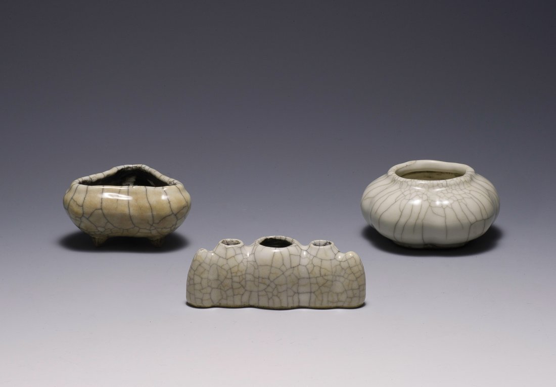 3 Ge Glazed Brush Pots, 18th - 19th Century (1 of 10)