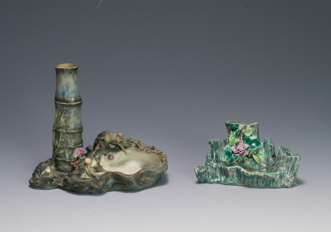 2 Famille Rose Carved Brush Washers, 19th Century (1 of 5)