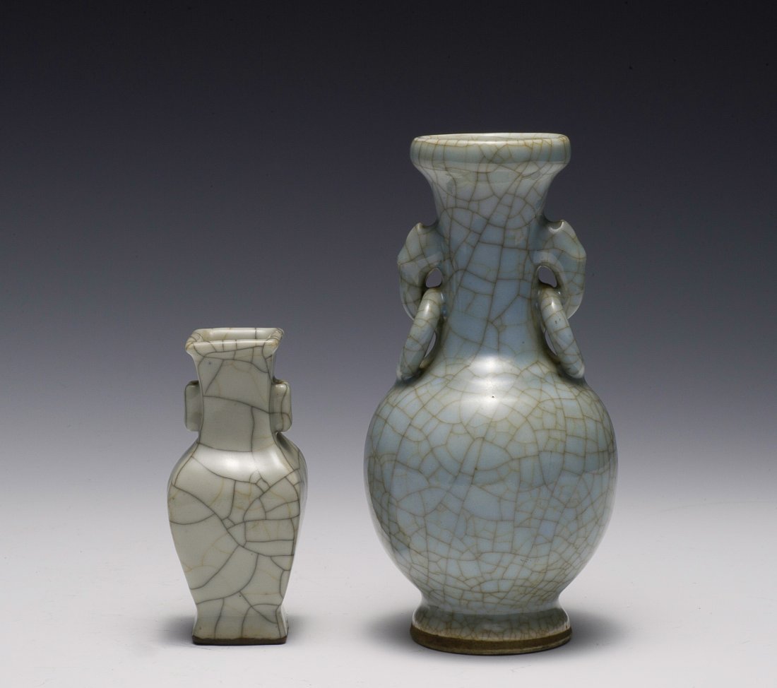 2 Ge Glaze Vases, 18th - 19th Century (1 of 8)