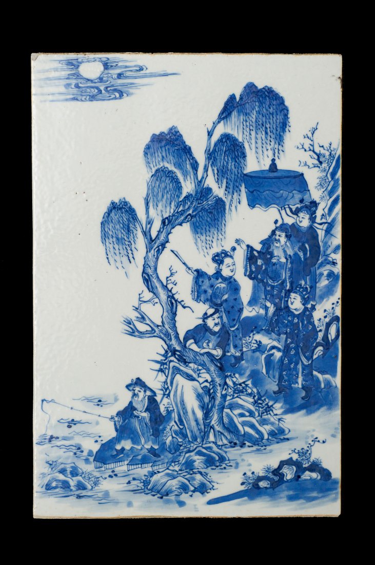 Blue & White Porcelain Plaque, 19th Century (1 of 3)