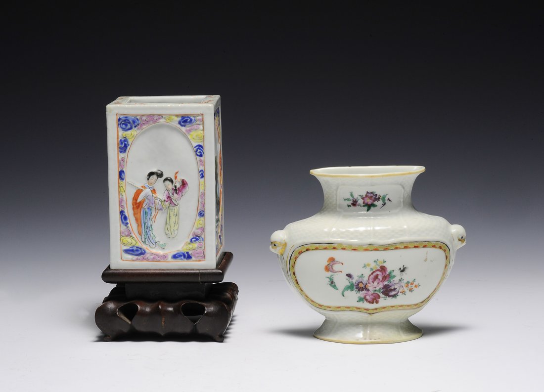 Porcelain Brush Pot & Wall Vase, 19th - 20th C. (1 of 10)
