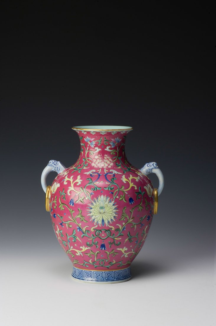 Famille Rose Vase w/ Handles, Republic Period (1 of 7)