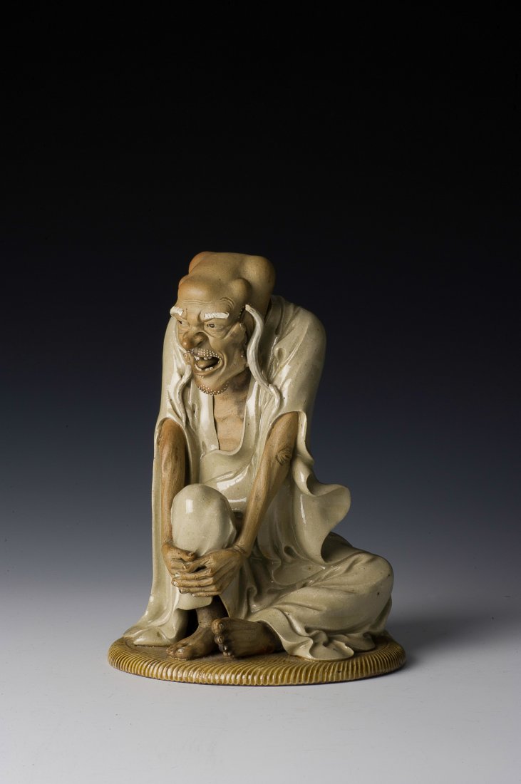Seated Luohan, Shiwan Kiln, 19th - 20th C. (1 of 8)