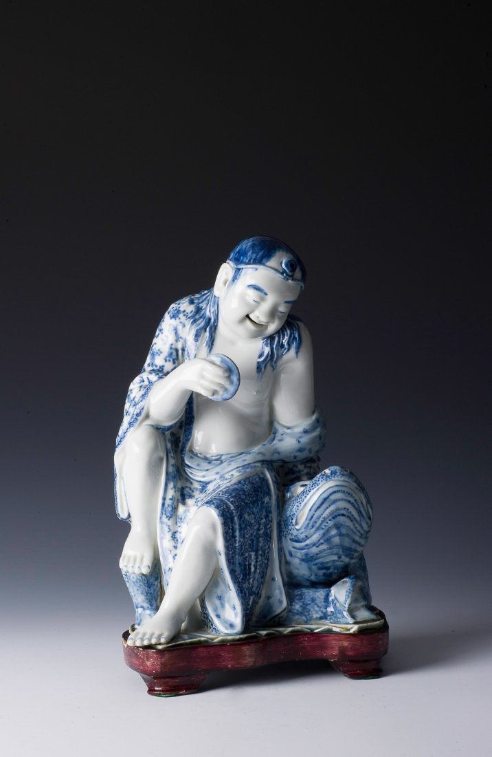 Blue & White Liu-hai Statue, We Hong Tai Mark (1 of 8)