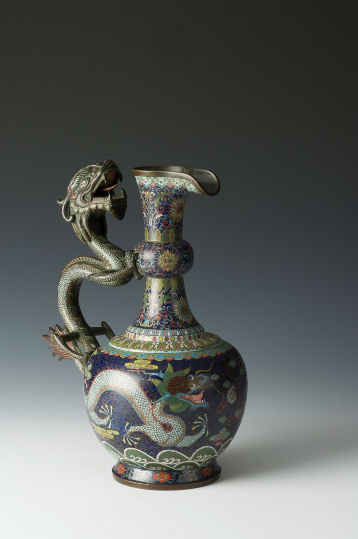Cloisonné Dragon Handle Vase, Late 19th C. (1 of 7)