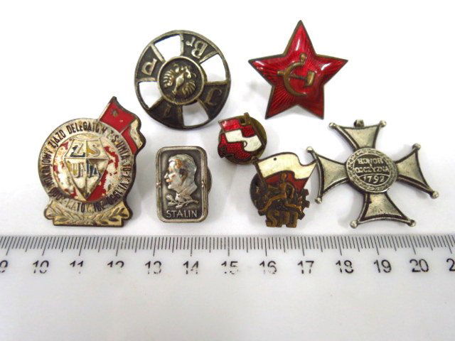 Seven badges and pins, Poland, WWII and post war (1 of 1)