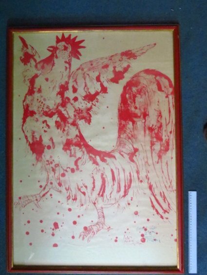 Poster (offset prints) rooster, hand signed by the (1 of 3)