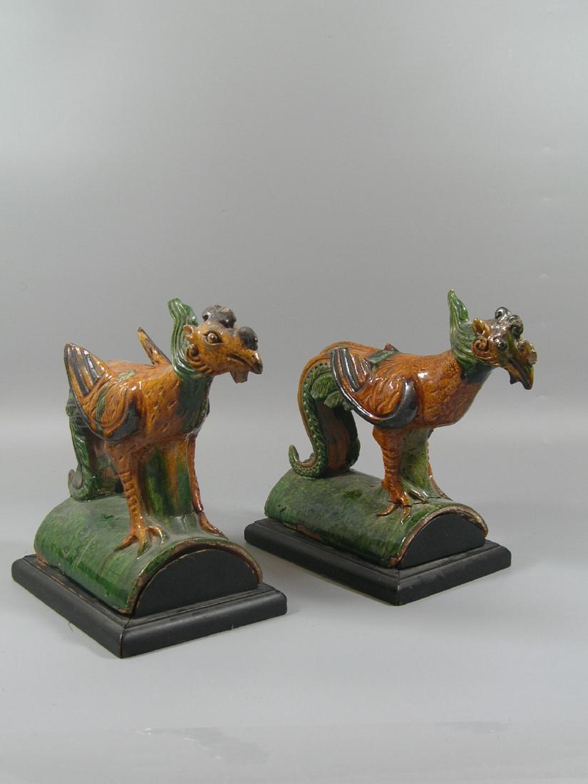 Pair of Ming Dynasty Sancai Glazed 'Phoenix' Roof Tiles (1 of 9)