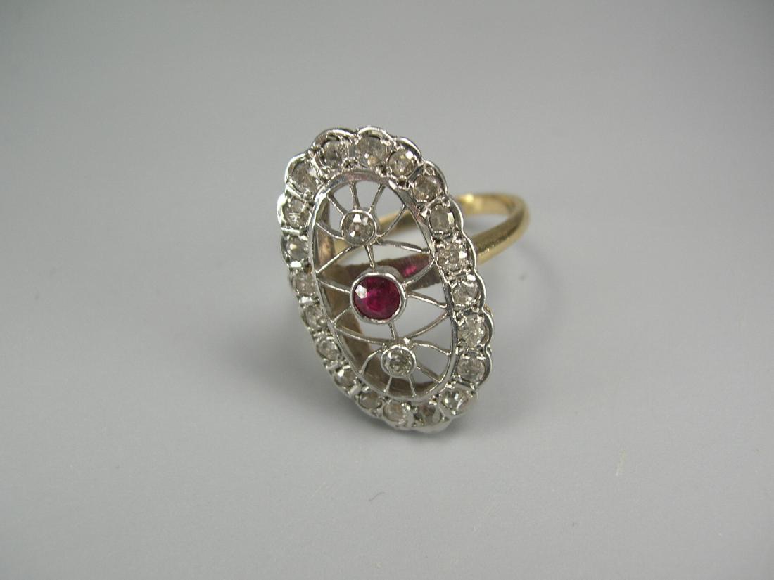 14k Yellow and White Gold Oval Ring with Ruby & Diamond (1 of 4)