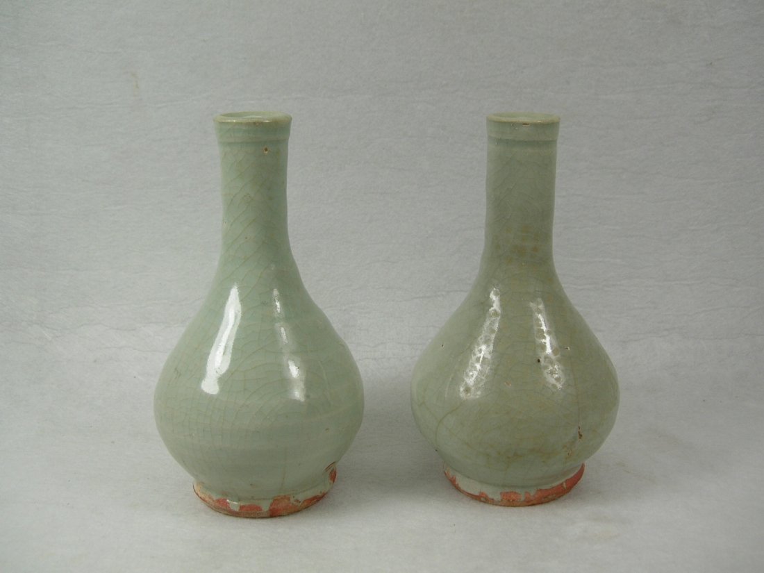 Pair of Small Qingbai Glaze Bottle Vases Song Dynasty (1 of 10)