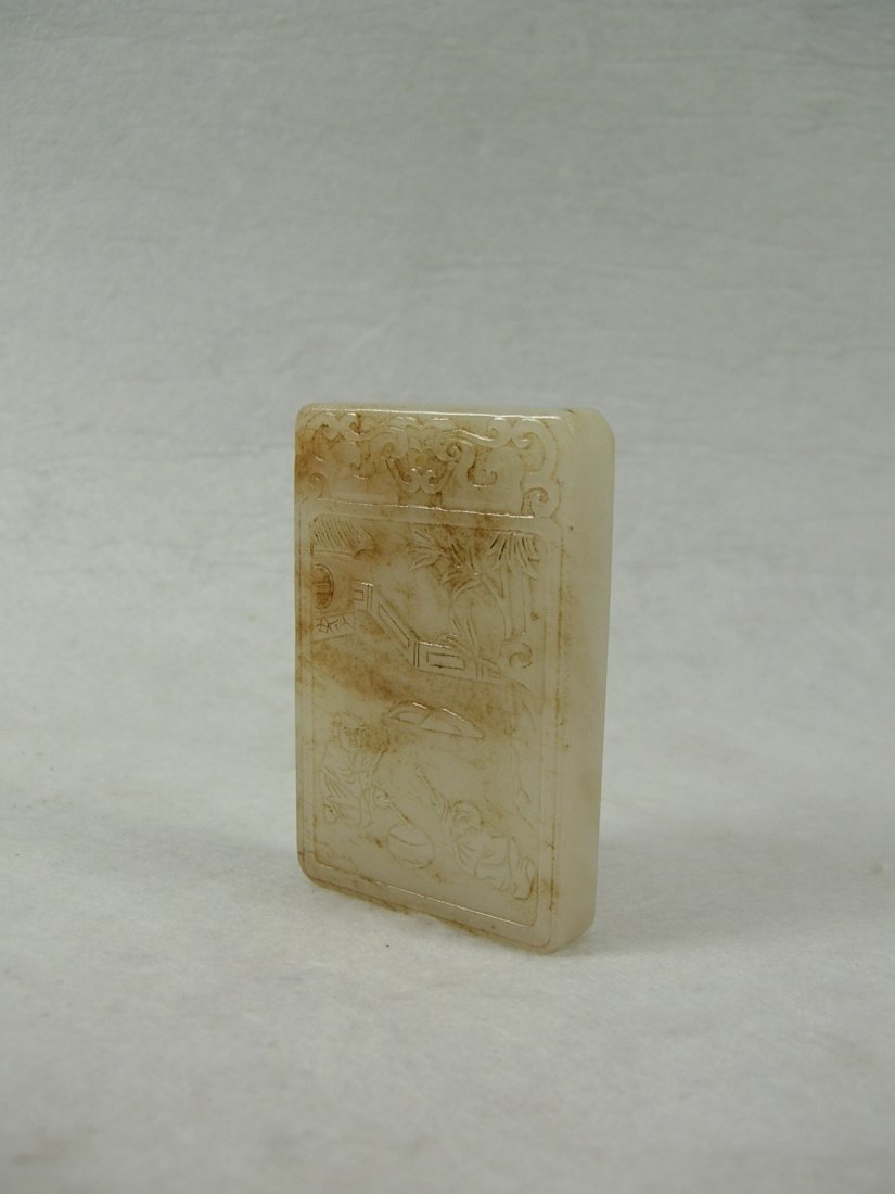Chinese Carved White and Russet Jade Plaque Pendant (1 of 7)