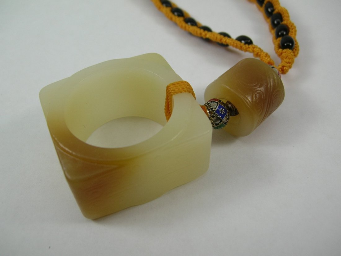 Chinese Archaic Style White & Brown Jade Waist Pendant (1 of 7)