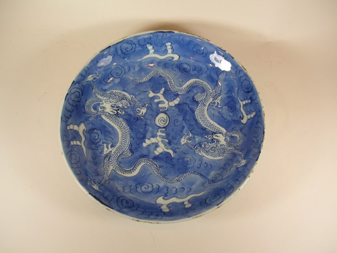 Chinese Large Blue and White Dragon Charger Kangxi (1 of 10)