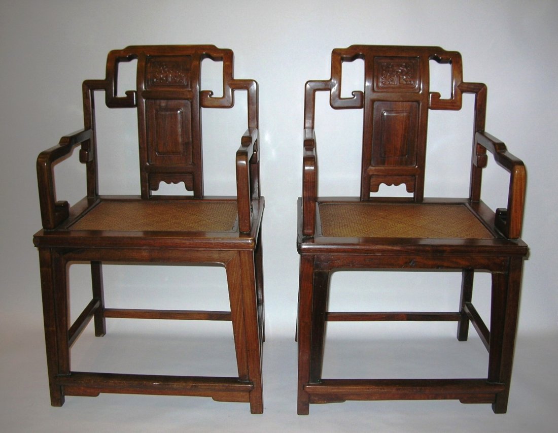 Pair of Unusual Chinese Huali Wood Armchairs Qing Dy (1 of 10)