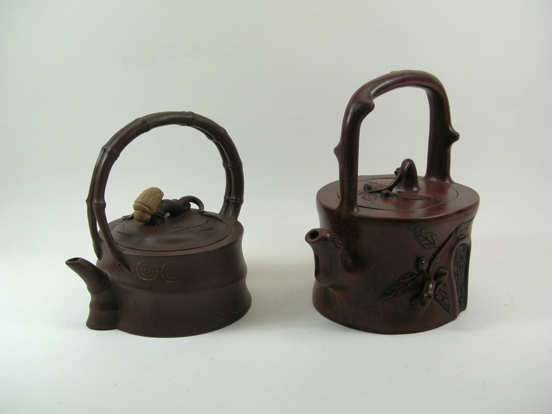 Two Chinese Yixing Clay High-Handle Teapots (1 of 10)