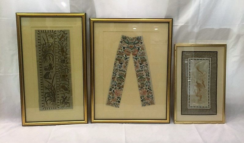 Three Antique Chinese Embroidery Items Framed (1 of 9)