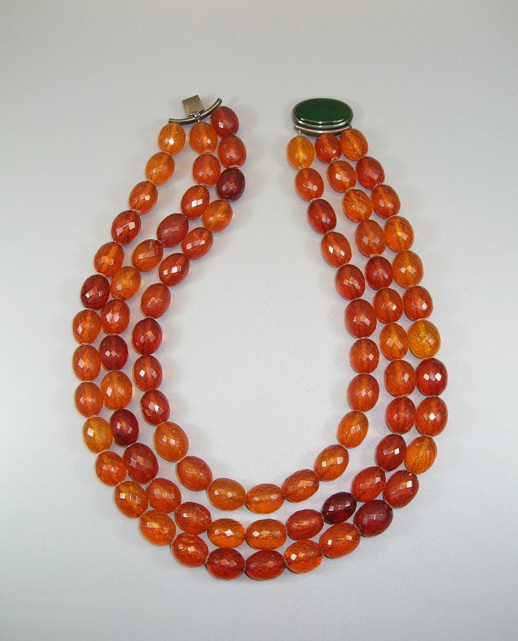 Vintage Three-Strand Amber Necklace (1 of 10)