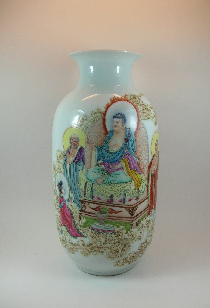 Large Famille Rose Lantern Vase Marked (1 of 10)