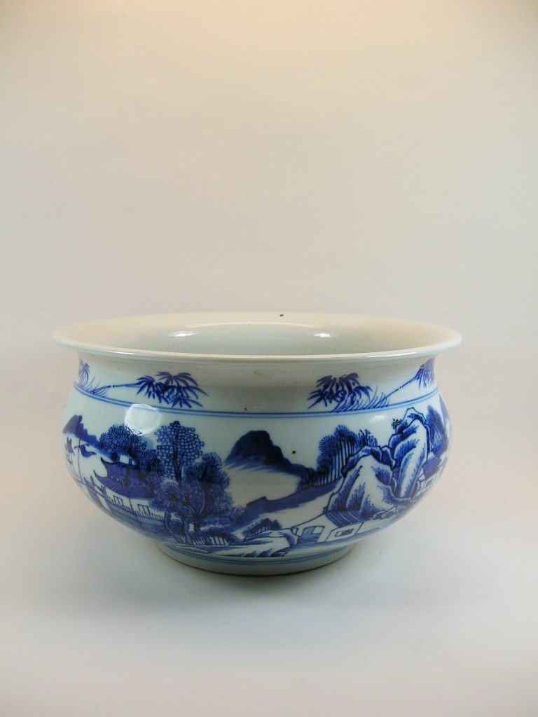 Large Blue and White Landscape Censer (1 of 10)