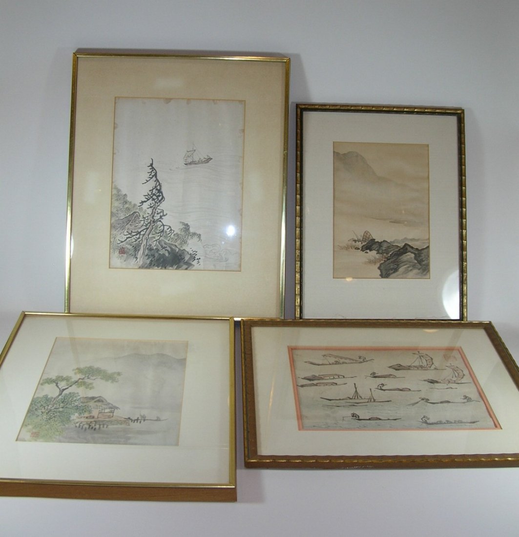 Four Antique Chinese Watercolor Paintings (1 of 10)