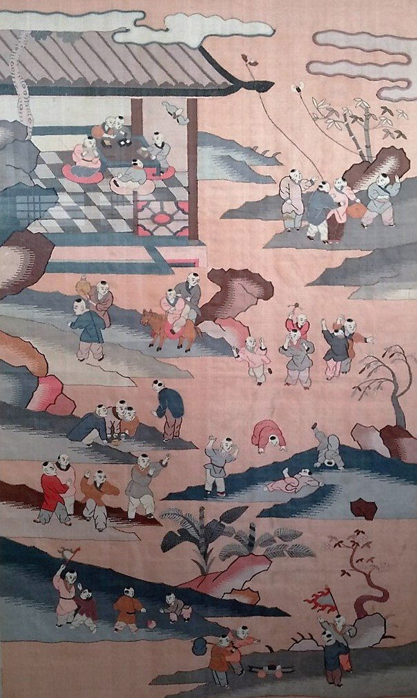 Large Antique Kesi Embroidery Panel with Playing Boys (1 of 5)