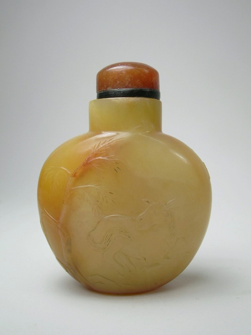 Finely Carved Yellow Jade Snuff Bottle 18th Century (1 of 10)