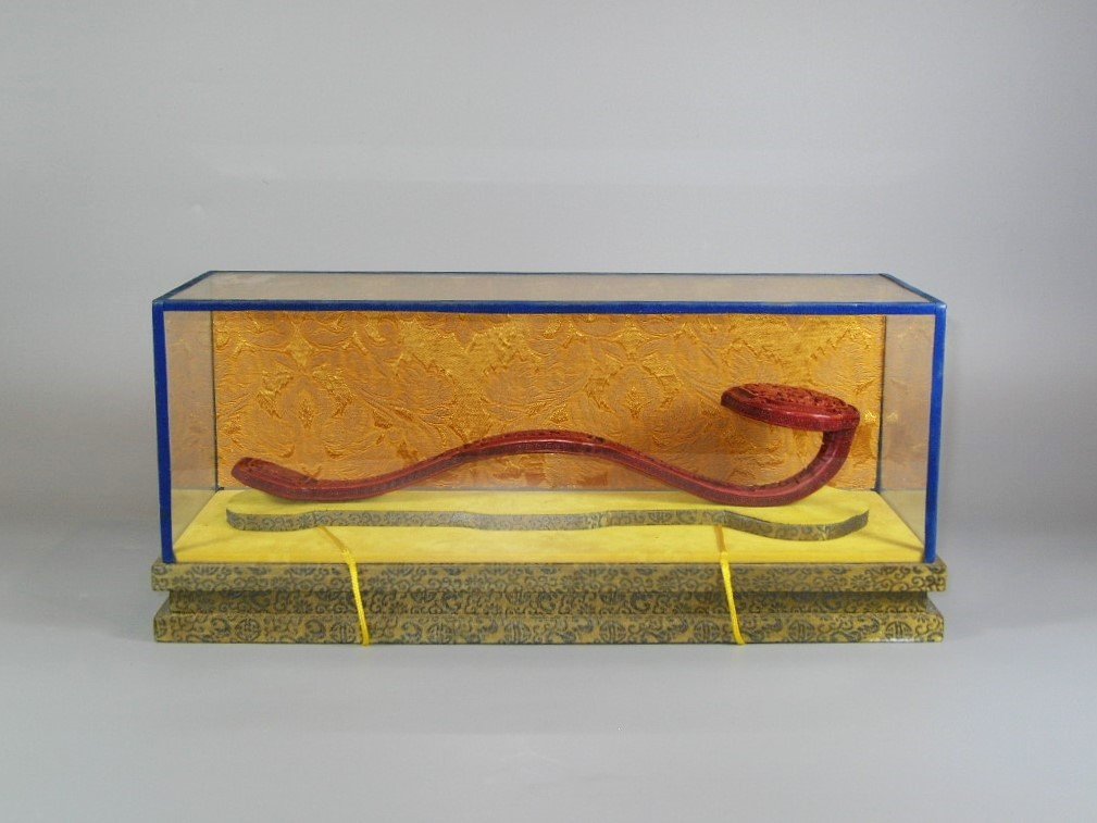 Chinese Red Lacquer Ruyi Scepter with Display Case (1 of 10)
