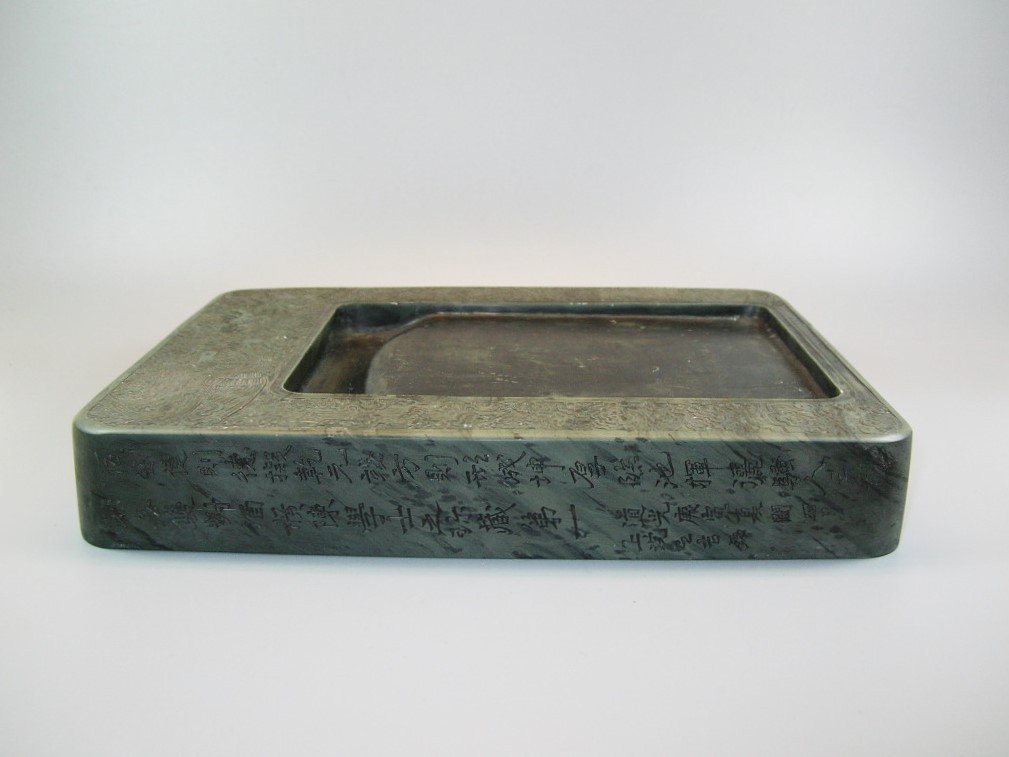 Unusual Large Antique Green-Duan Inkstone with (1 of 10)