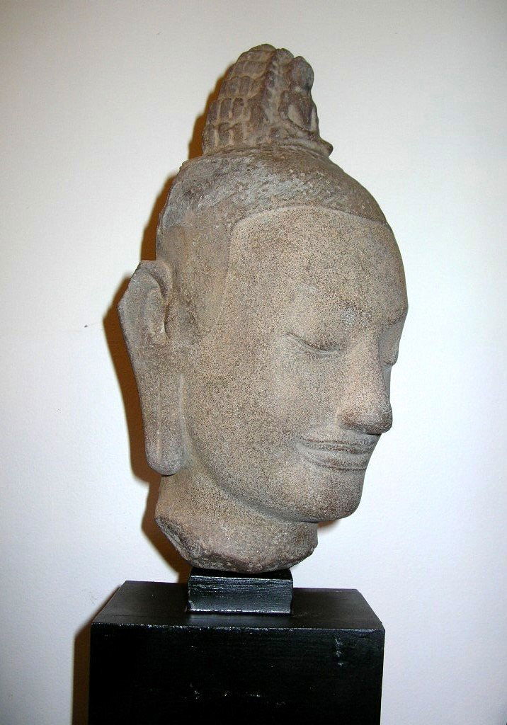 Unusual Khmer Sandstone Sculpture Buddha's Head (1 of 10)