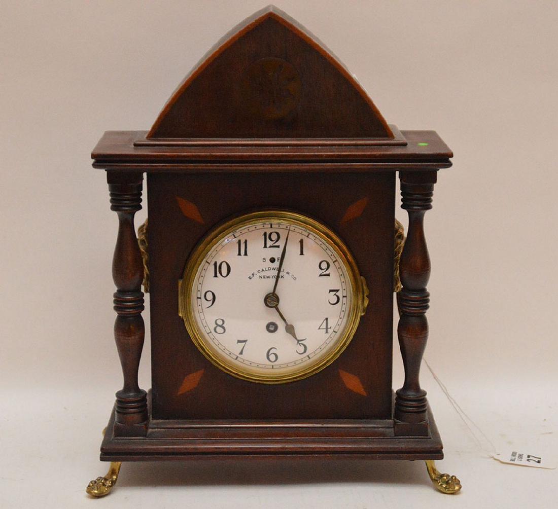 Inlaid Mahogany Shelf Clock with time and strike (1 of 4)