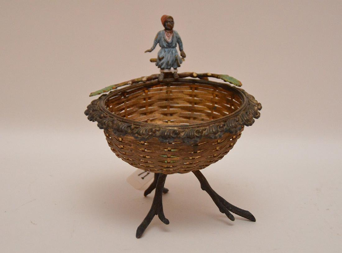 Austrian bronze footed woven basket with seated (1 of 3)