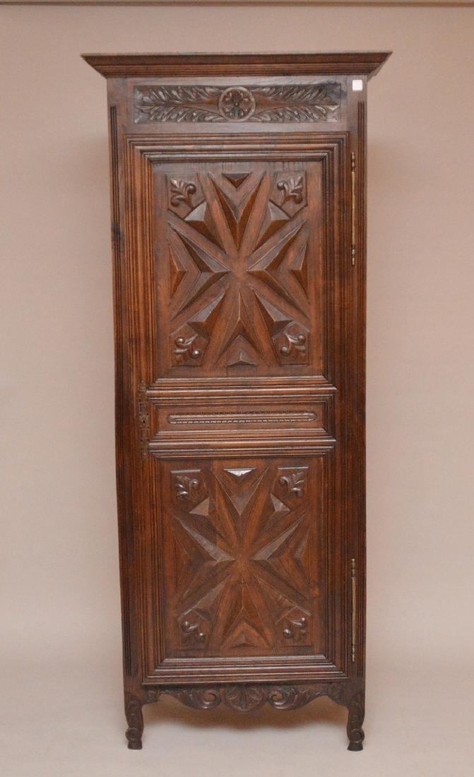 19th c. Continental carved single door cupboard, 75 (1 of 5)