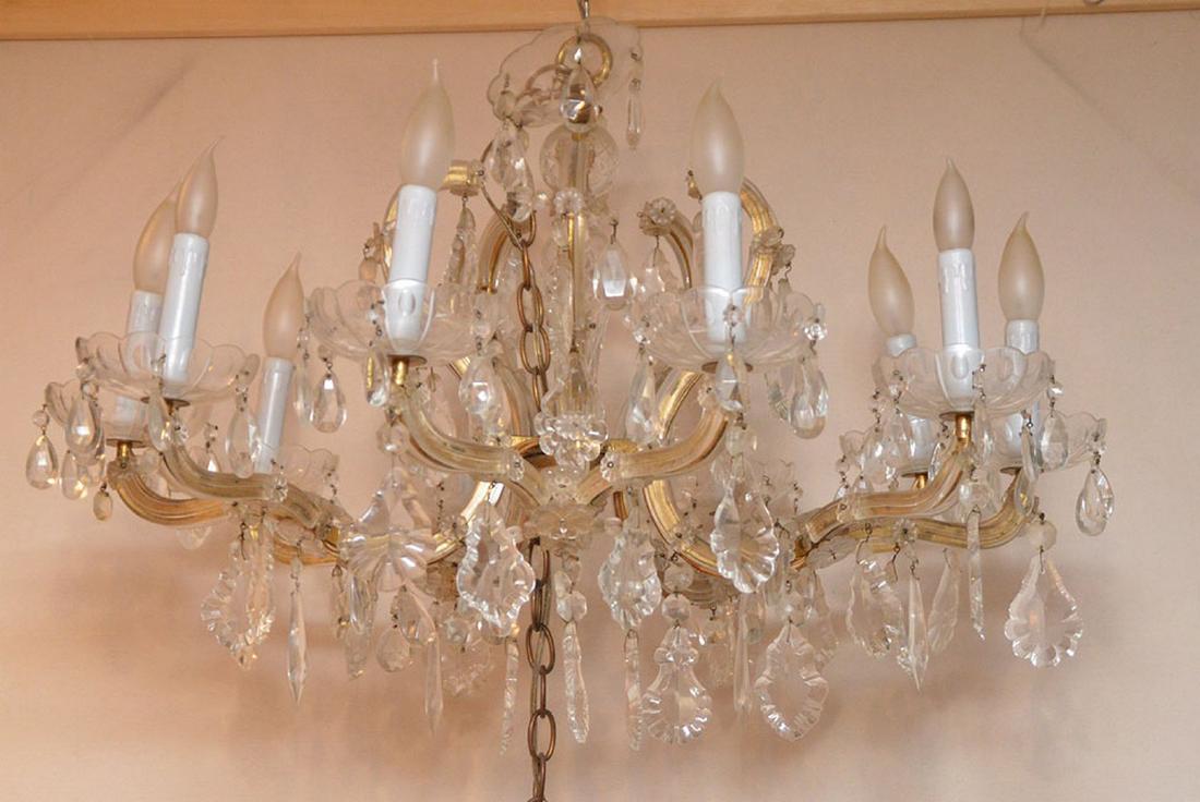10 light crystal chandelier, 20"h x 24"w (1 of 4)